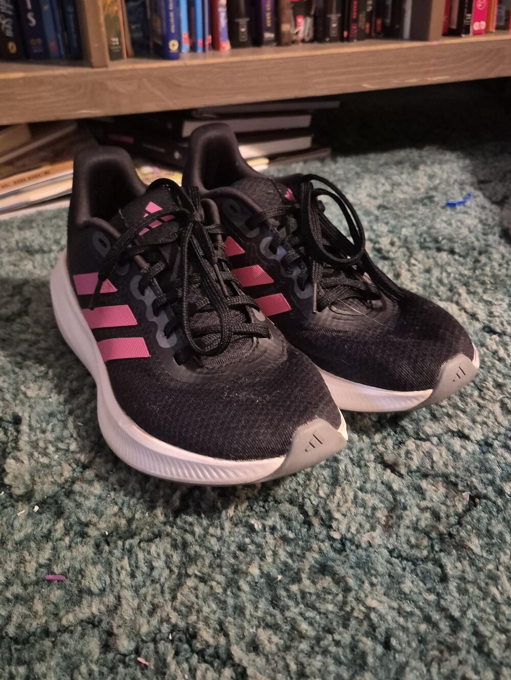 Adidas Cloudfoam Lace Up Sneakers Black Pink Women's Size 9 - Picture 3 of 10